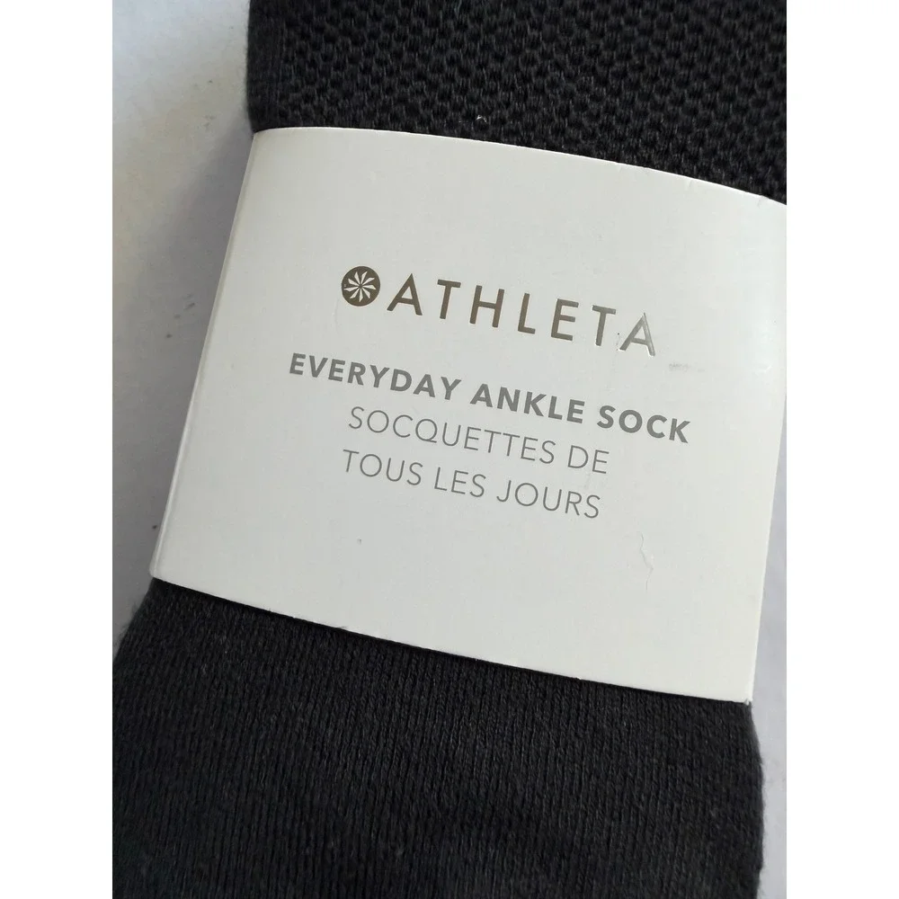 New Athleta Everyday Ankle Sock Size M/L Black 3 Pairs Cotton Blend